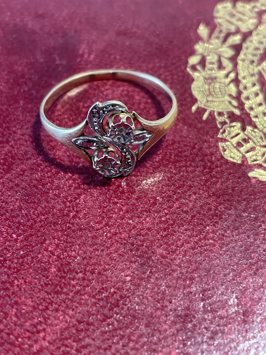Bague or et roses diamants -photo-7