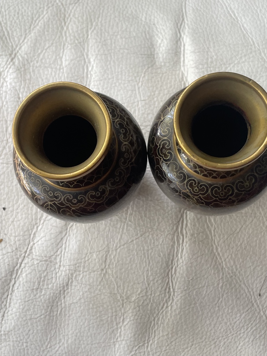 Paire de vases cloisonnés asiatiques -photo-2
