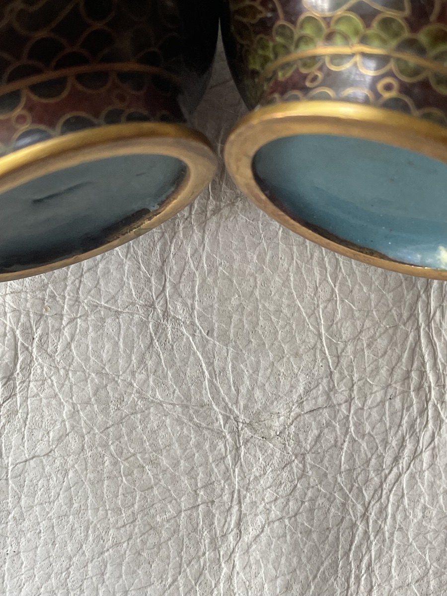 Paire de vases cloisonnés asiatiques -photo-4