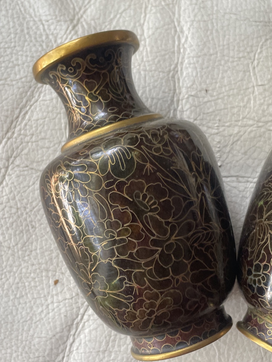 Paire de vases cloisonnés asiatiques -photo-6