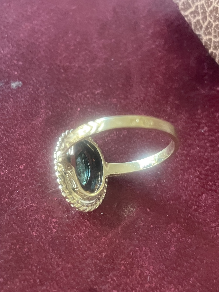 Bague or émeraude et roses diamants-photo-2