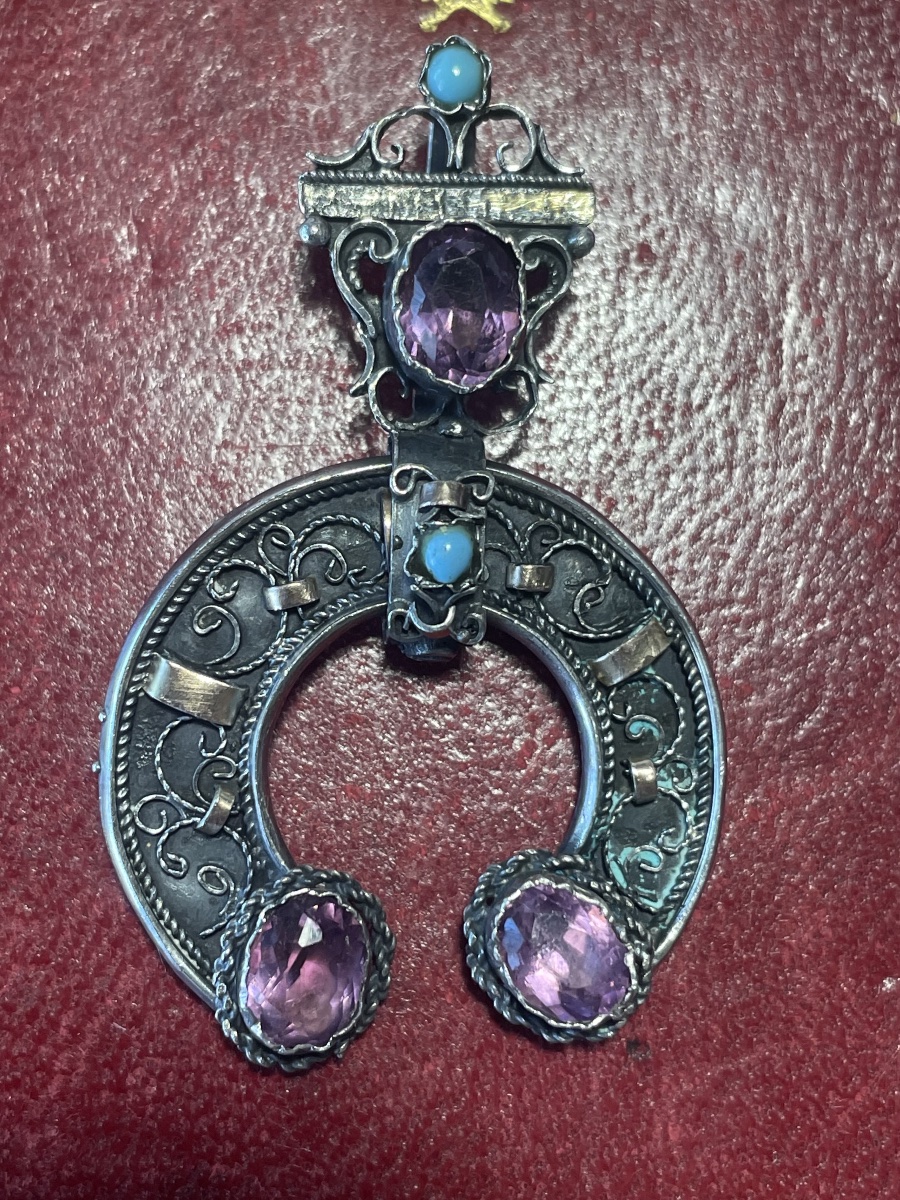 Silver Pendant With Amethysts And Turquoise -photo-4