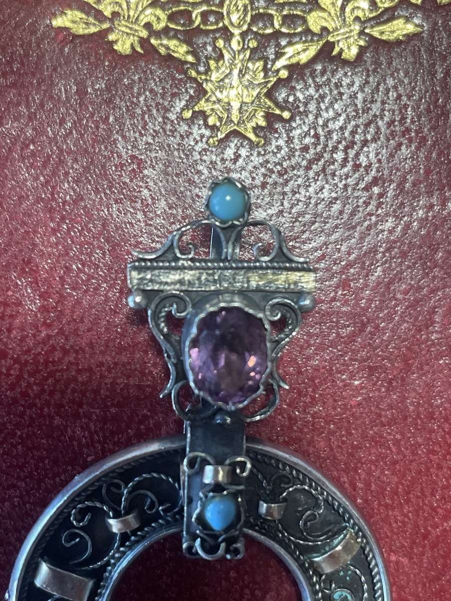 Silver Pendant With Amethysts And Turquoise -photo-1