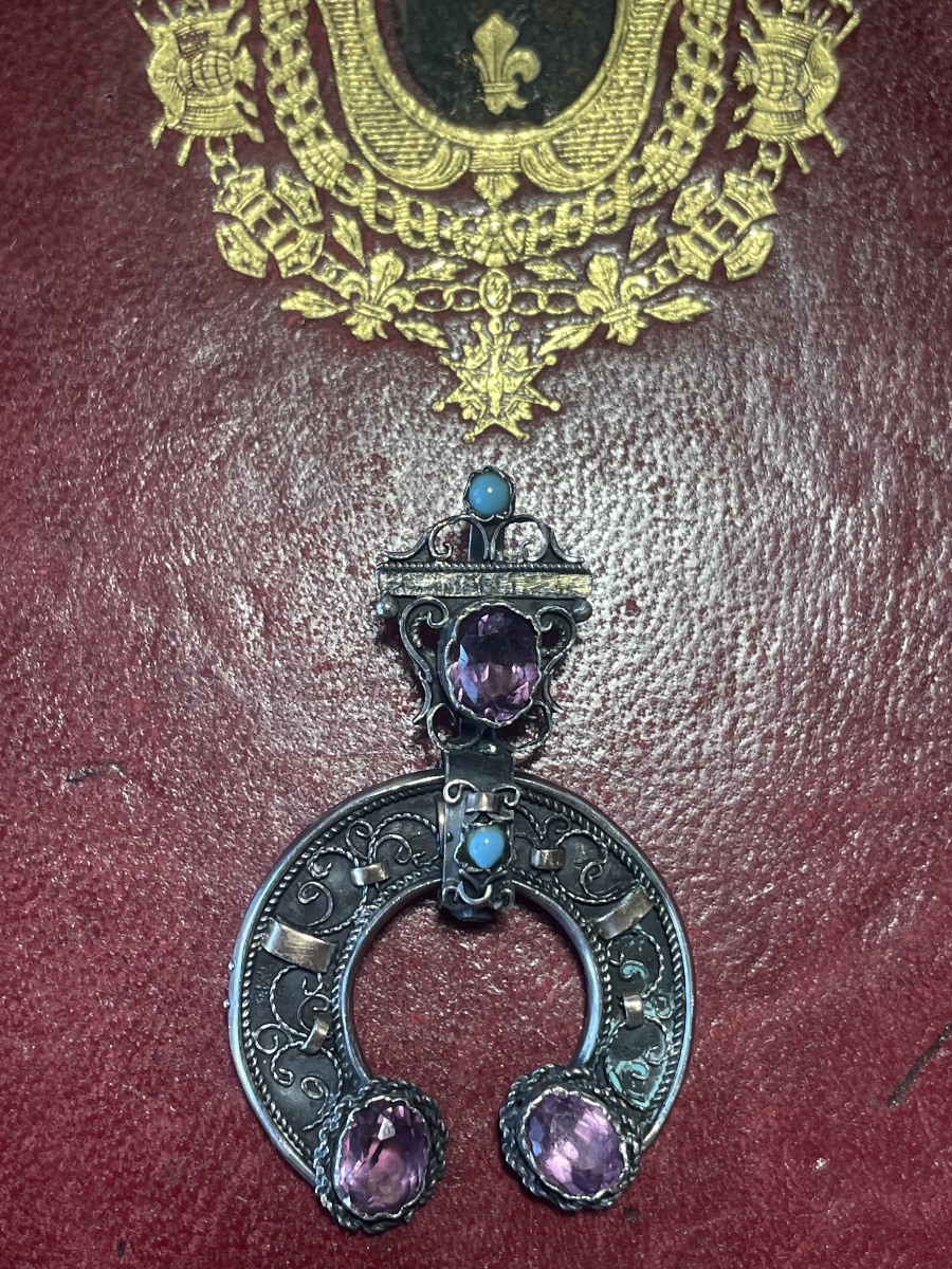 Silver Pendant With Amethysts And Turquoise -photo-4