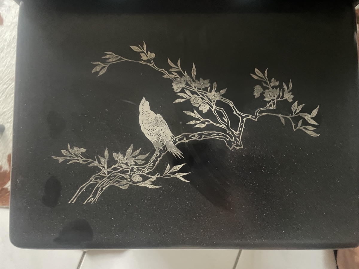 Nested Tables In Lacquered Wood And Silver -photo-2