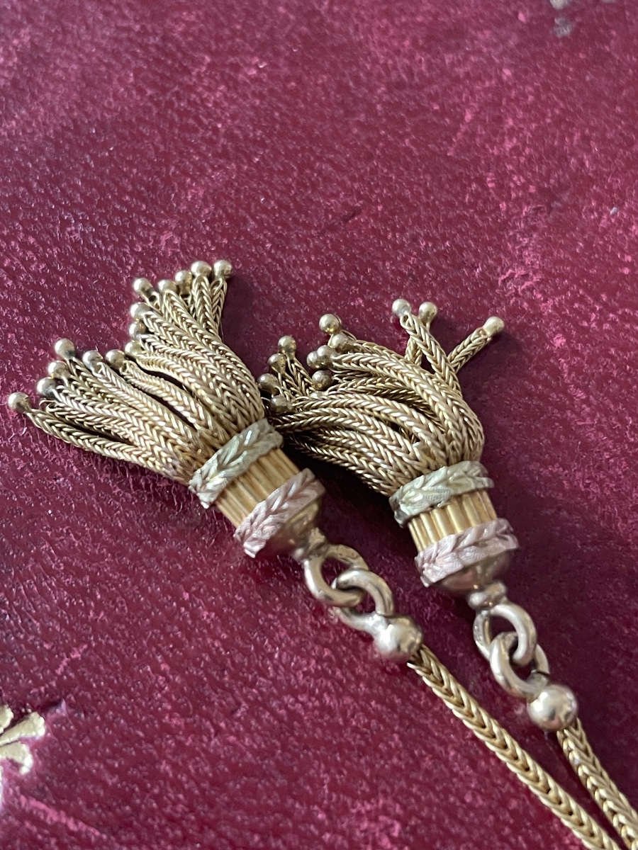 Pendentif or à deux pompons -photo-2