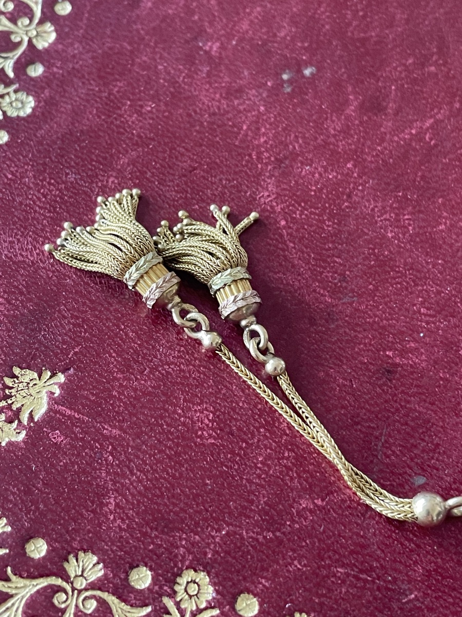 Pendentif or à deux pompons -photo-4