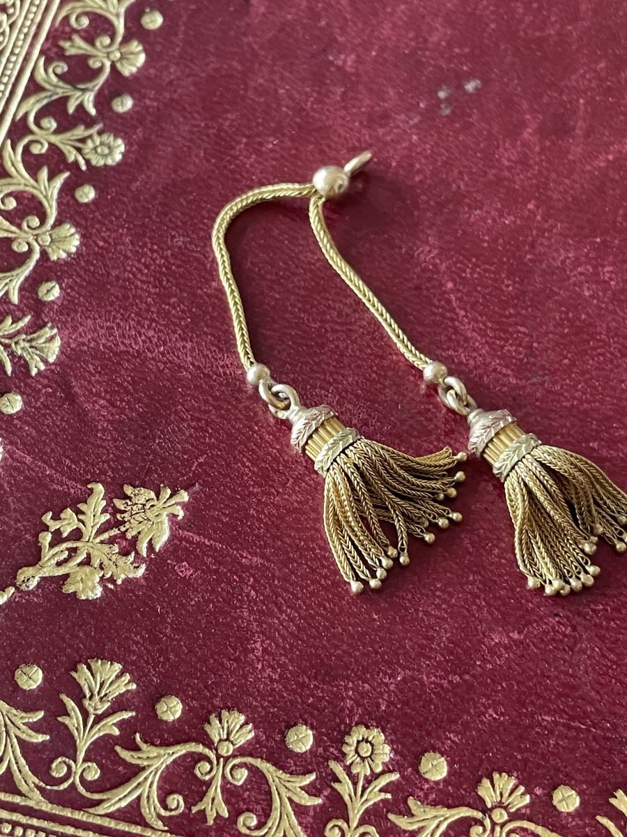 Pendentif or à deux pompons -photo-3