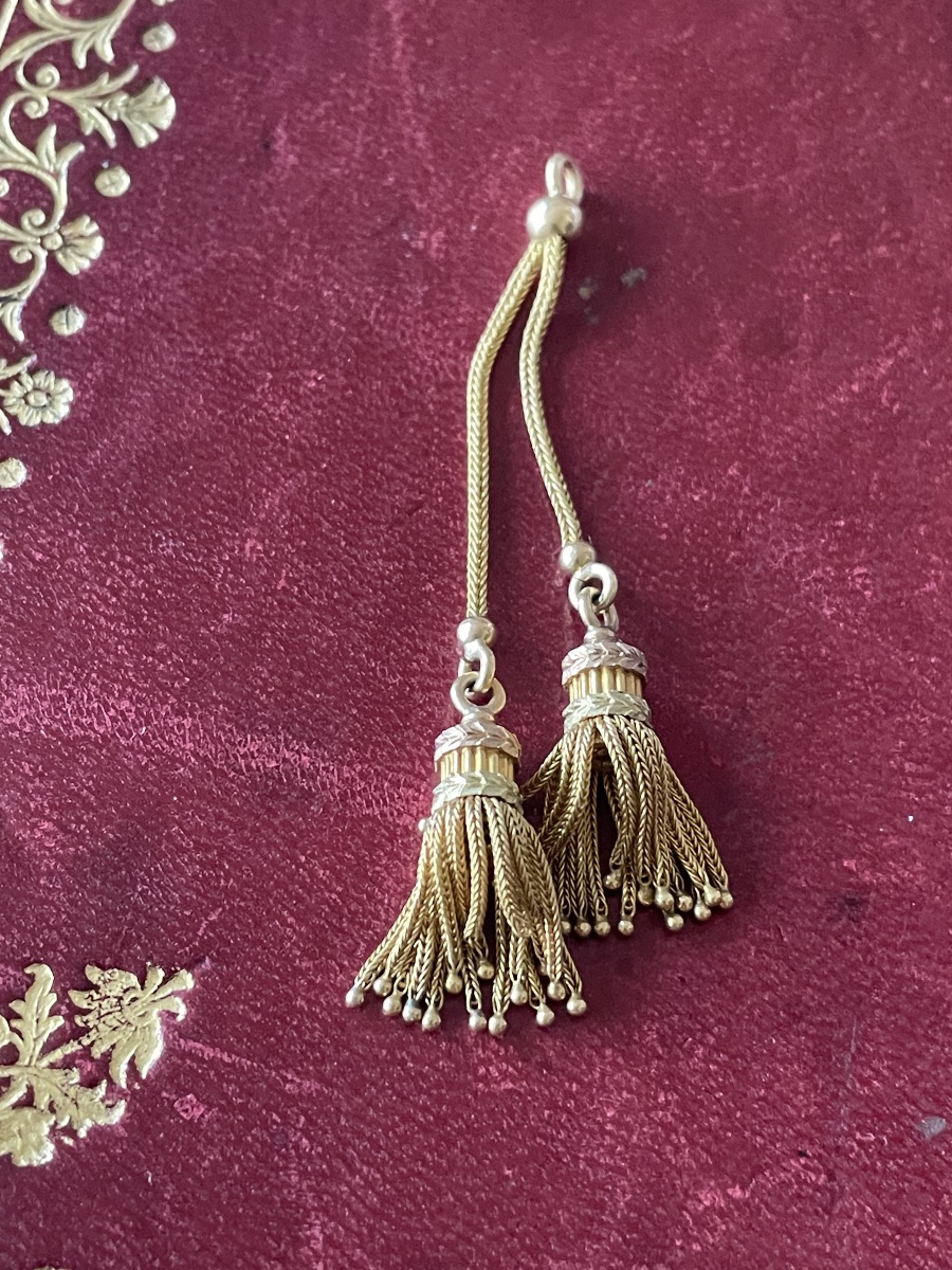 Pendentif or à deux pompons -photo-6