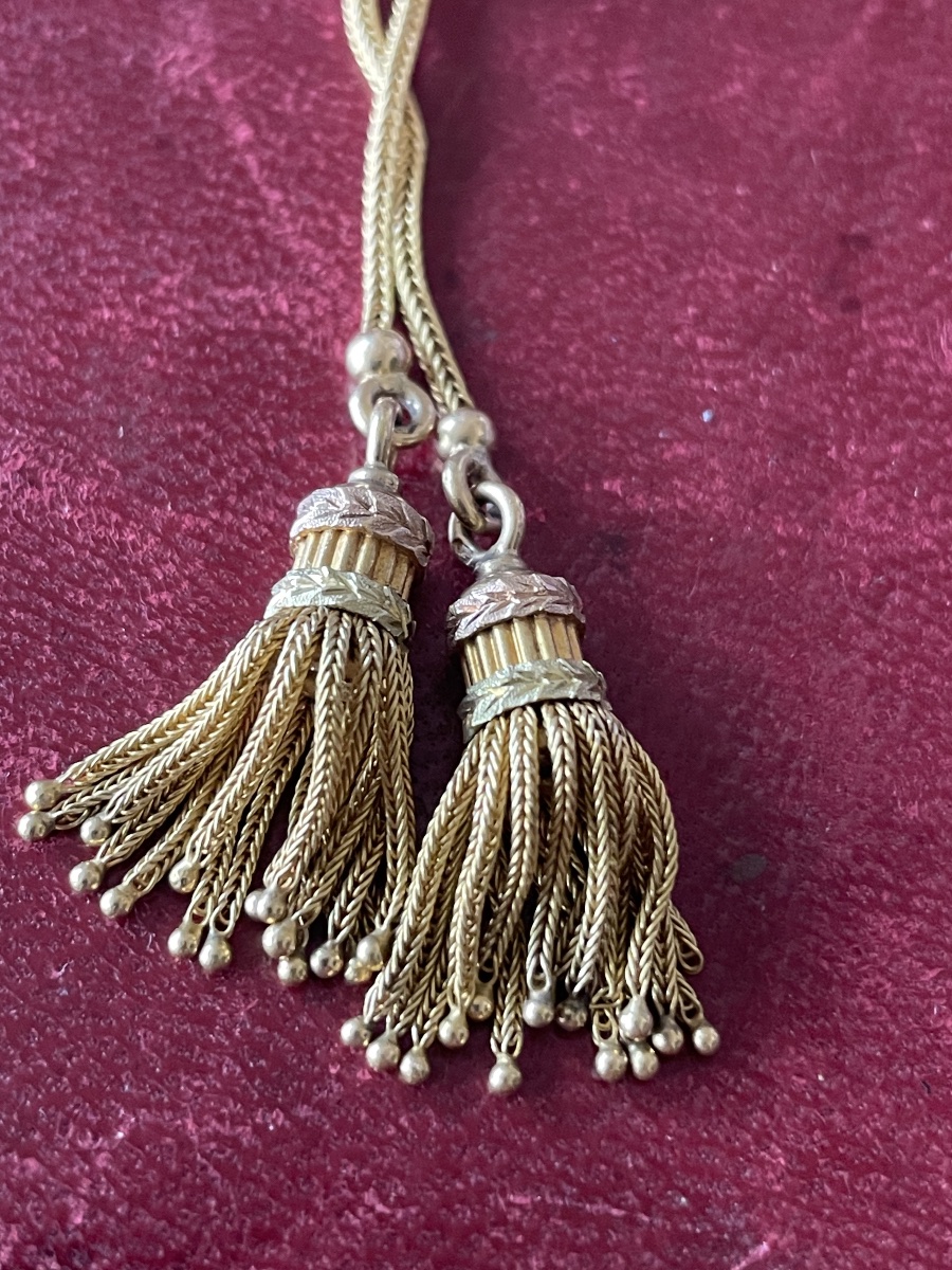 Pendentif or à deux pompons -photo-7