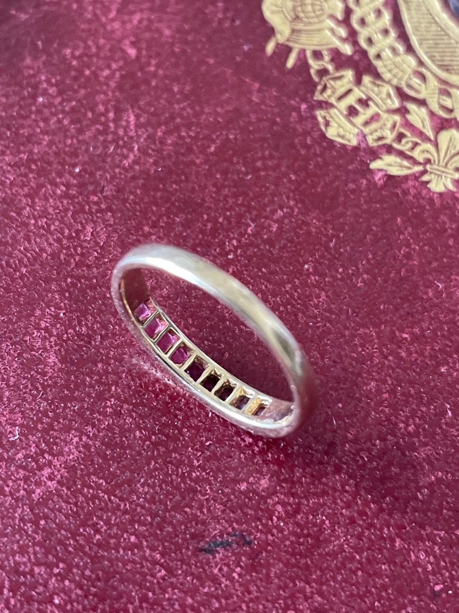 Bague demi alliance or et rubis -photo-2