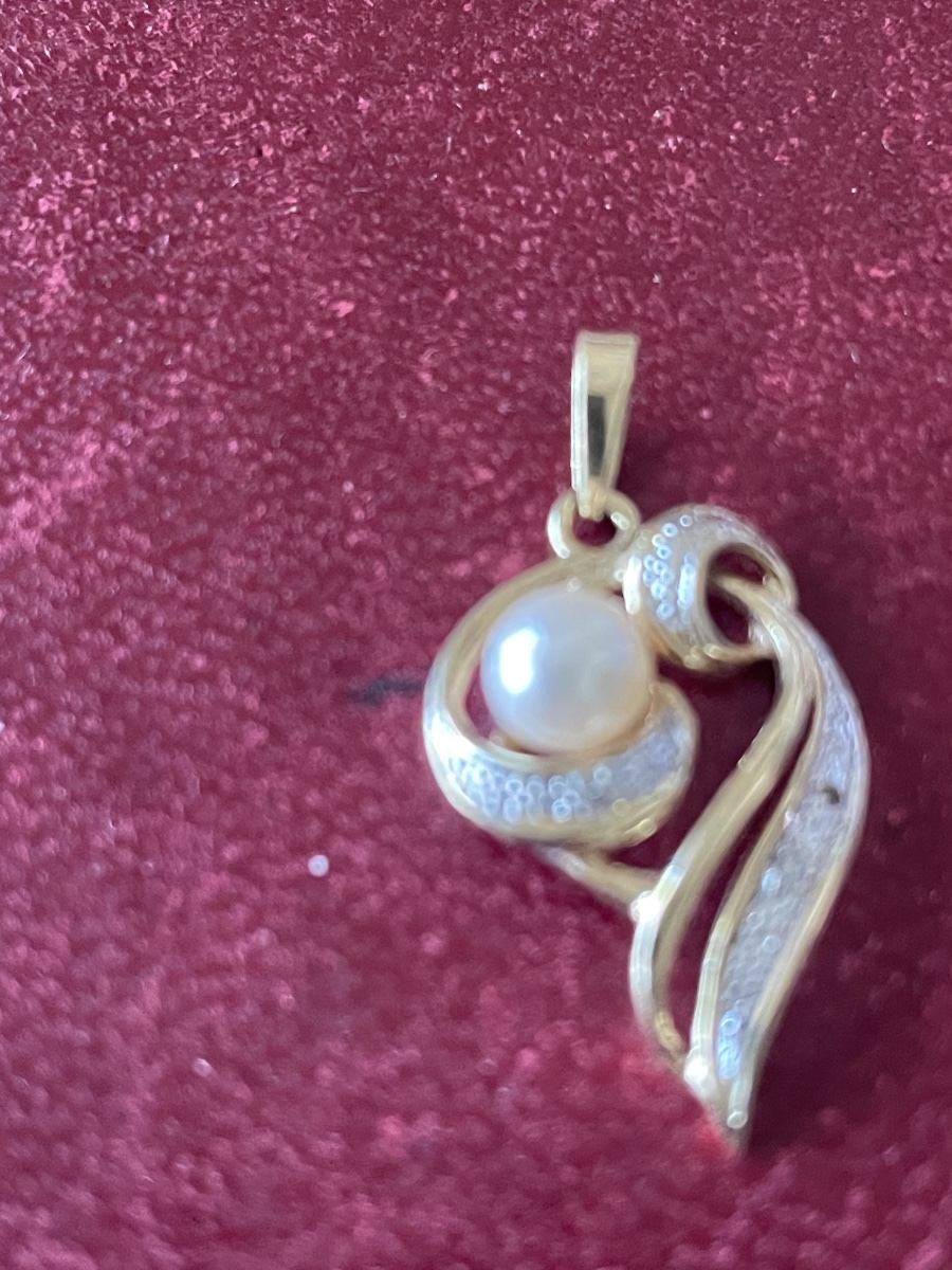 Pendentif or , perle et diamants -photo-5