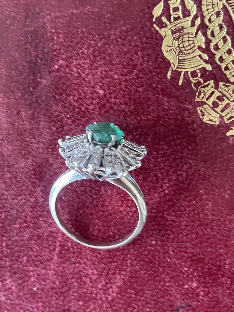 Bague jupe or émeraude et diamants -photo-4