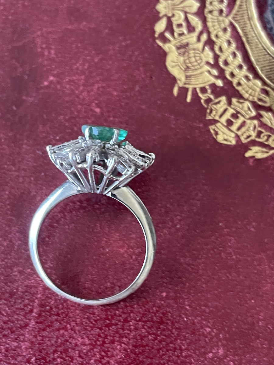 Bague jupe or émeraude et diamants -photo-5