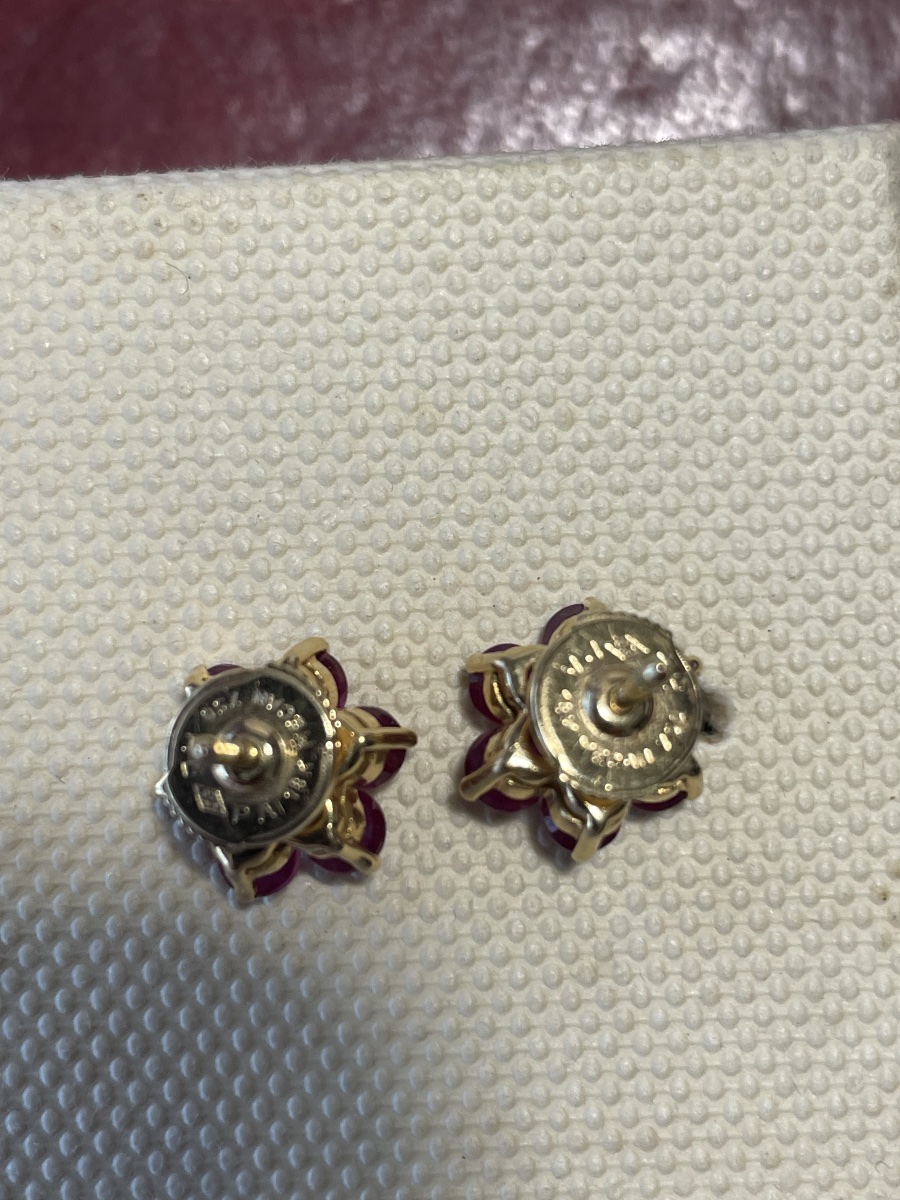Pair Of Gold And Ruby Earrings -photo-4