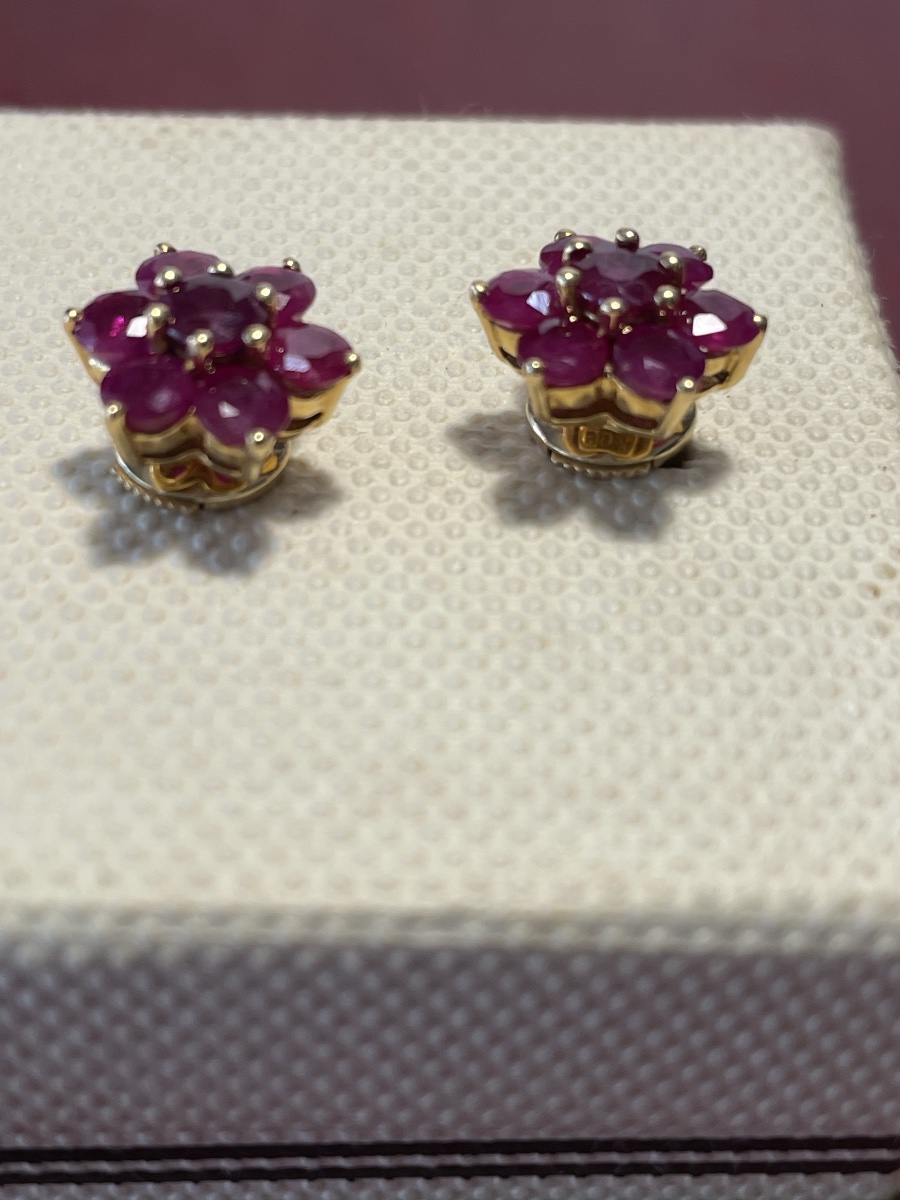 Pair Of Gold And Ruby Earrings 