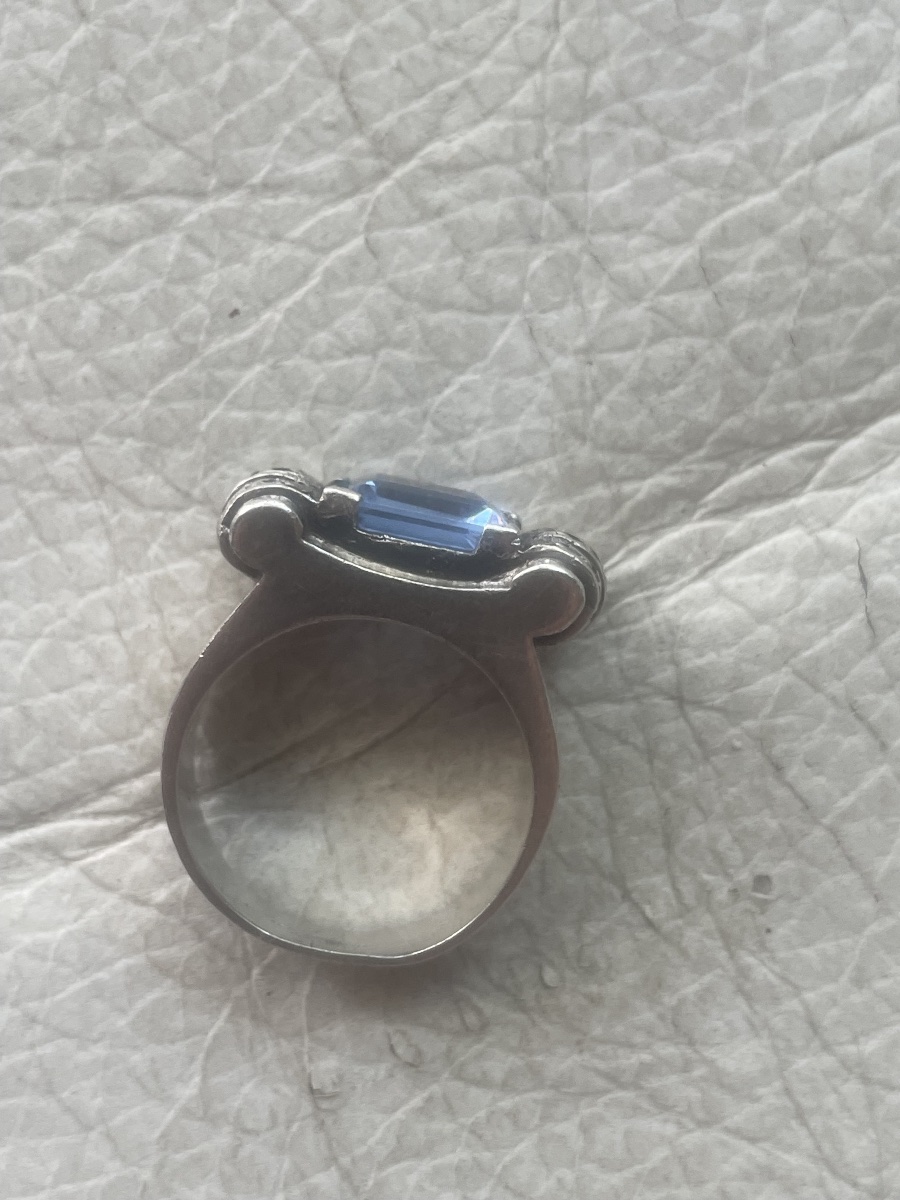 Silver Ring With Navy Blue Accent -photo-2