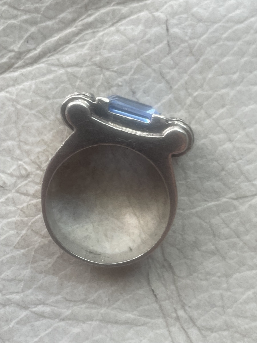 Silver Ring With Navy Blue Accent -photo-4