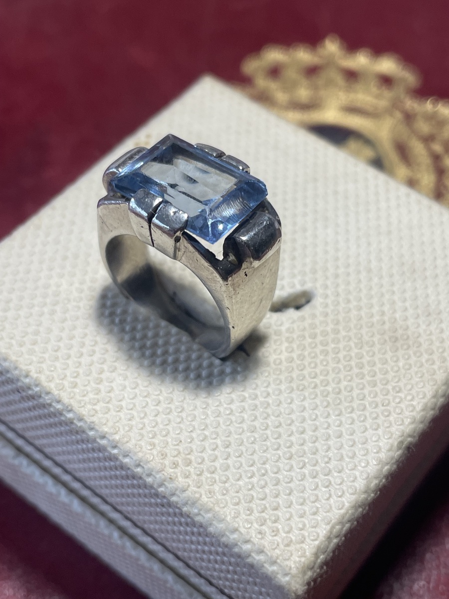 Bague argent et aiguë marine -photo-3