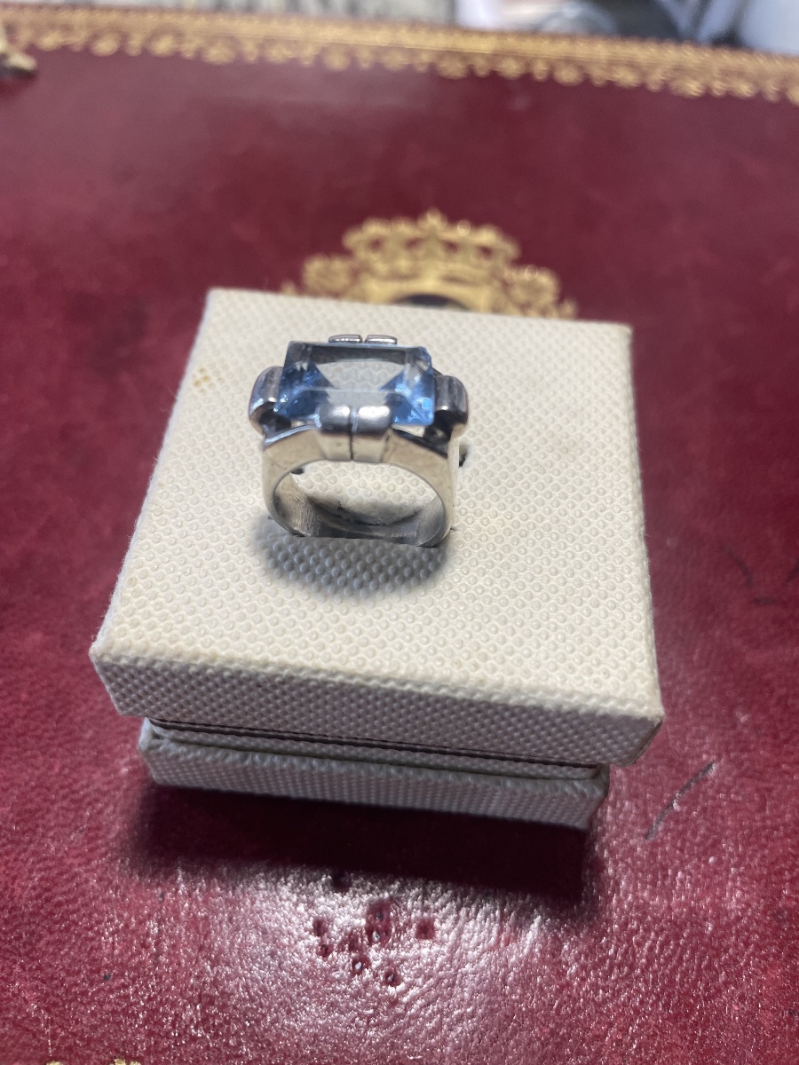 Bague argent et aiguë marine -photo-2