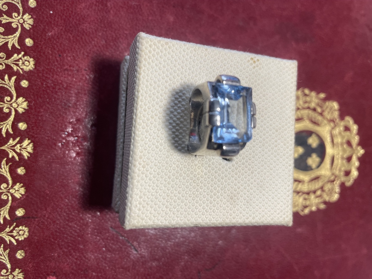 Bague argent et aiguë marine -photo-3