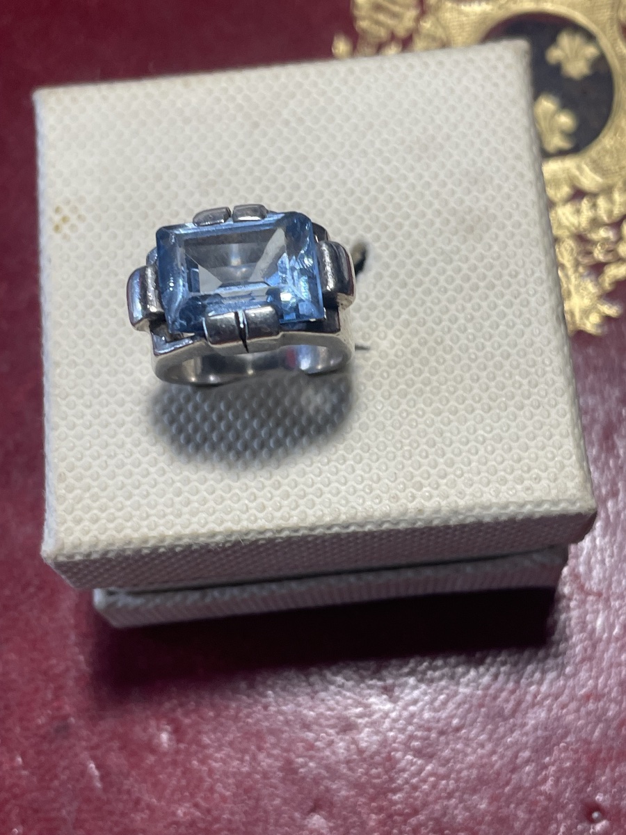 Bague argent et aiguë marine 