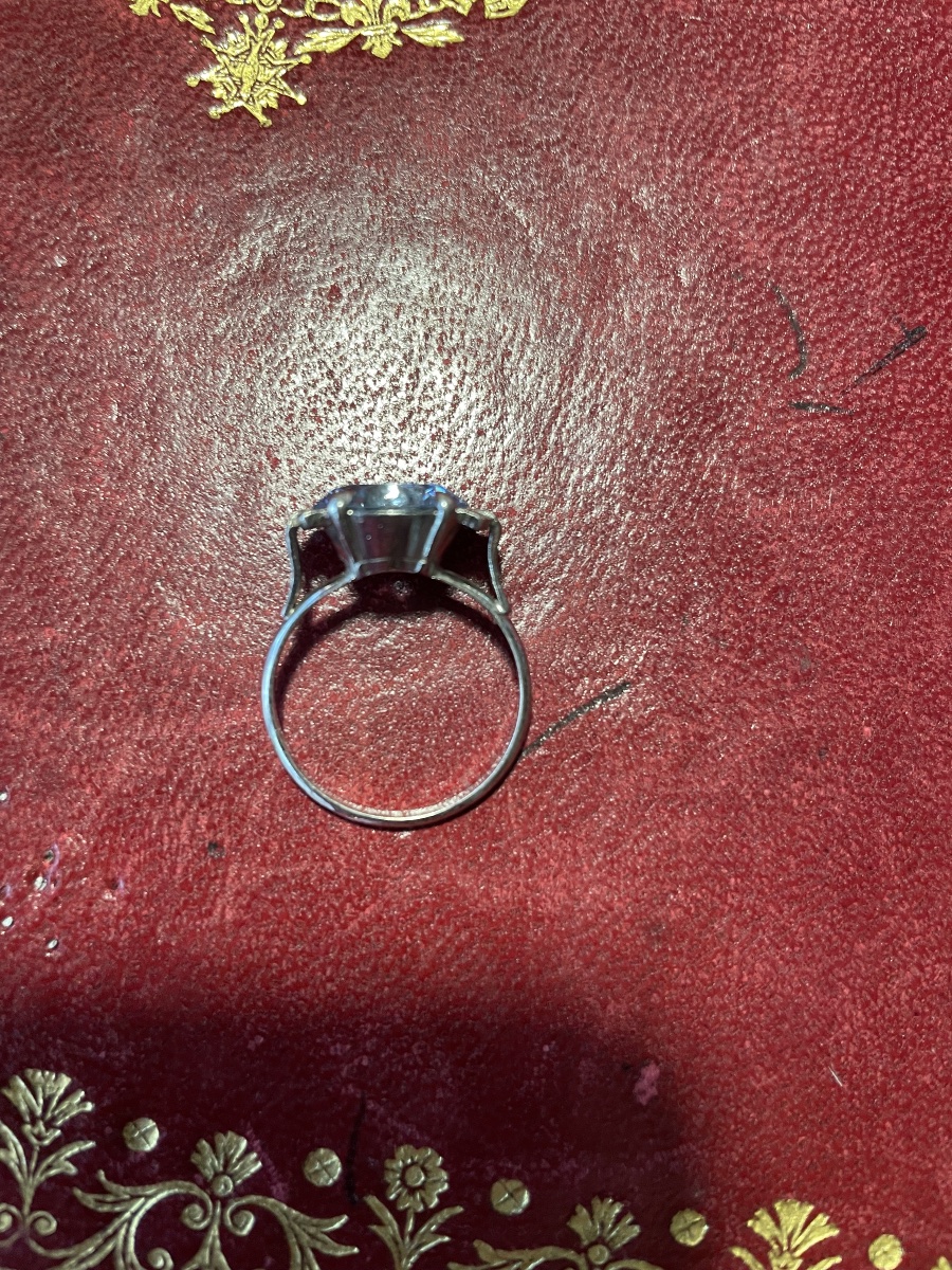 Bague or blanc et aiguë marine -photo-2