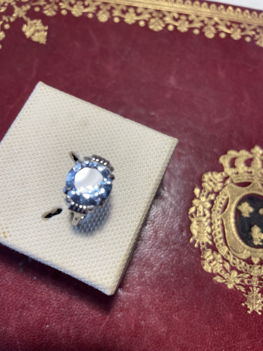 Bague or blanc et aiguë marine -photo-4
