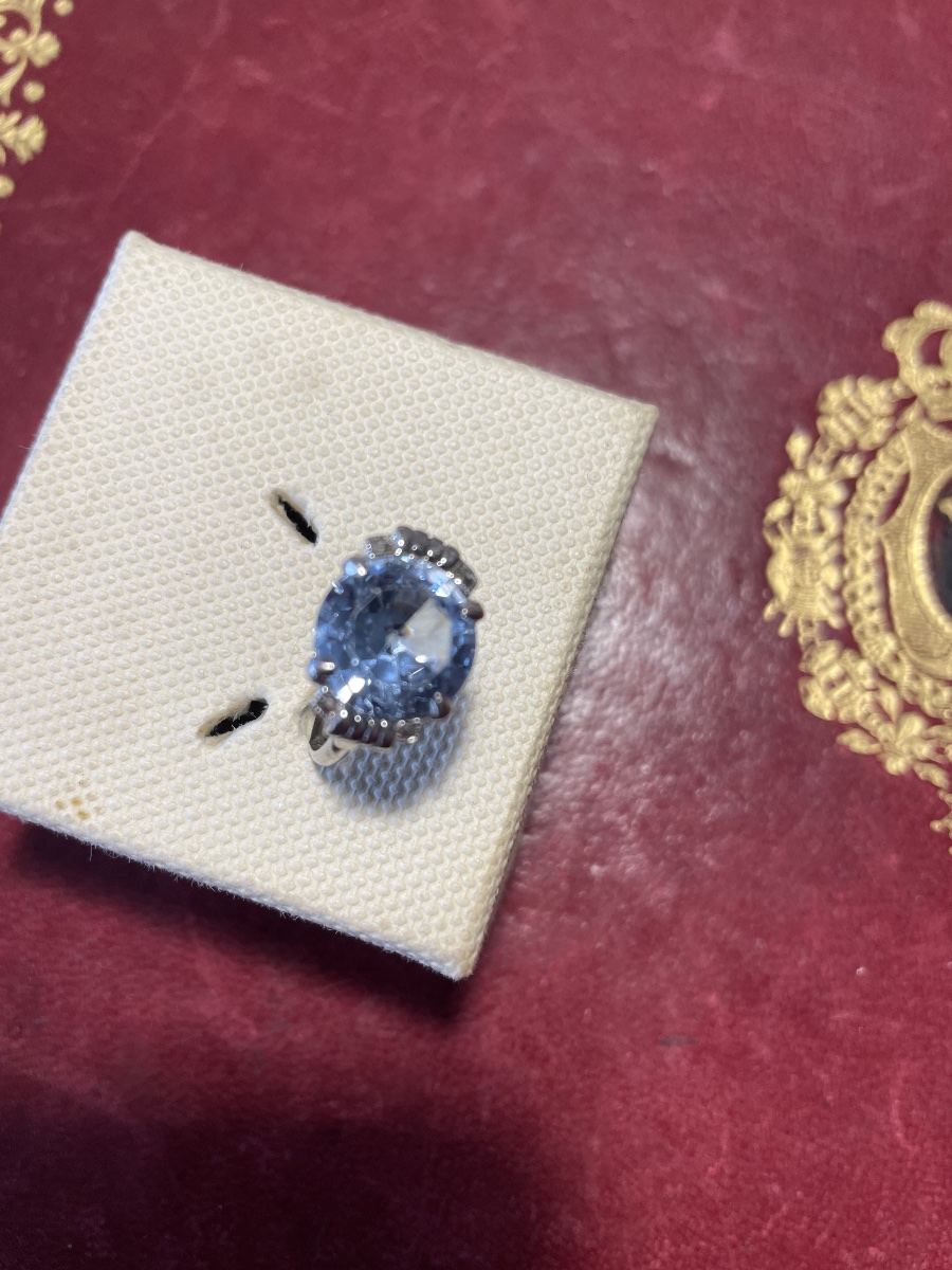 Bague or blanc et aiguë marine -photo-5