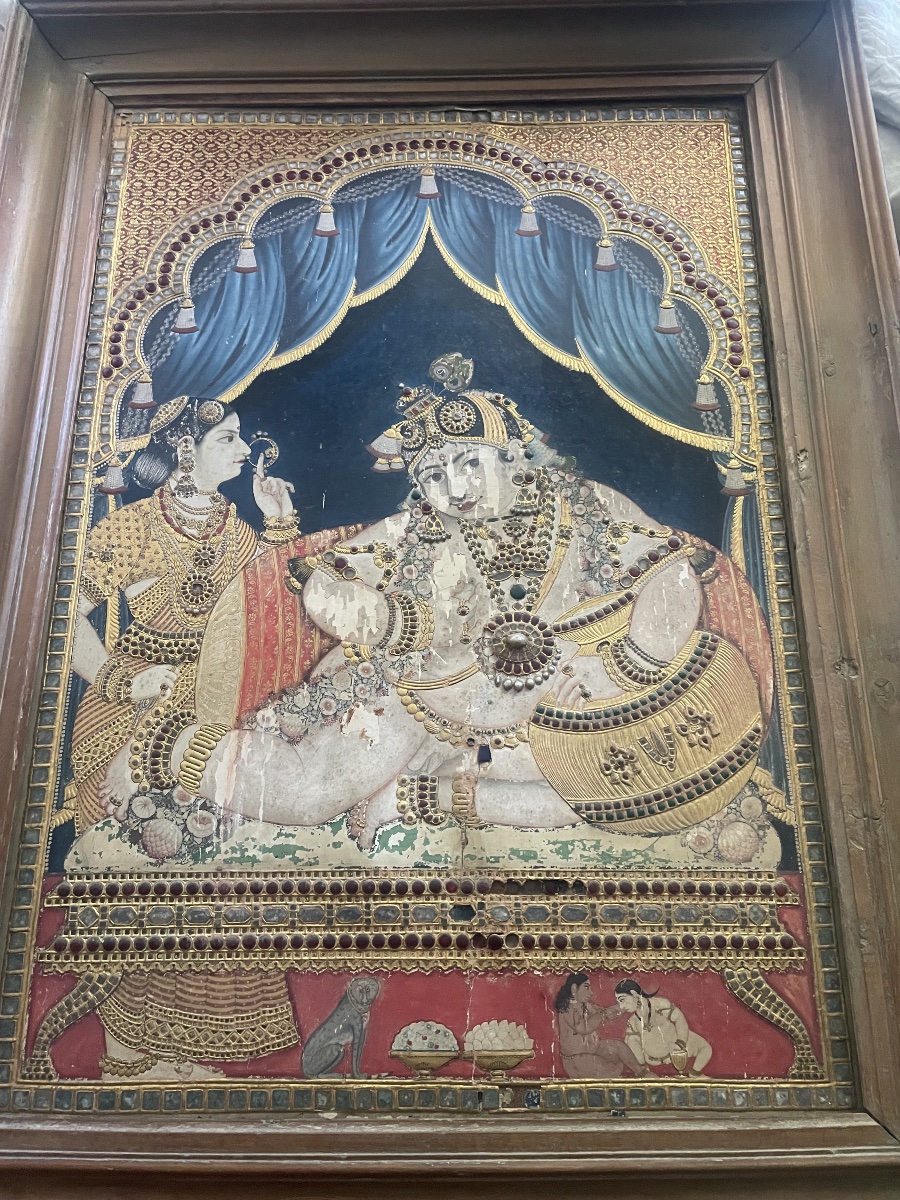 Tableau indien Krishna et Rhada 