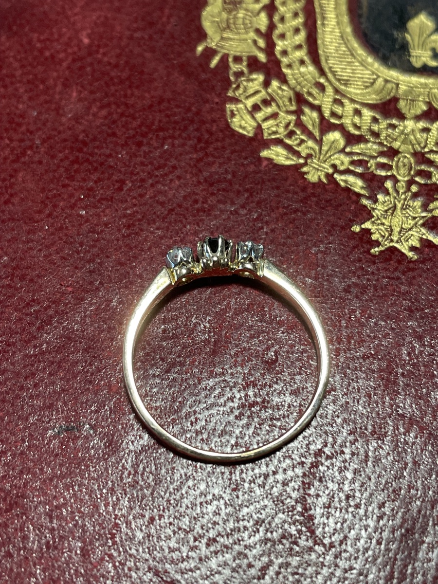 Gold Ring With Diamonds And Sapphire -photo-4