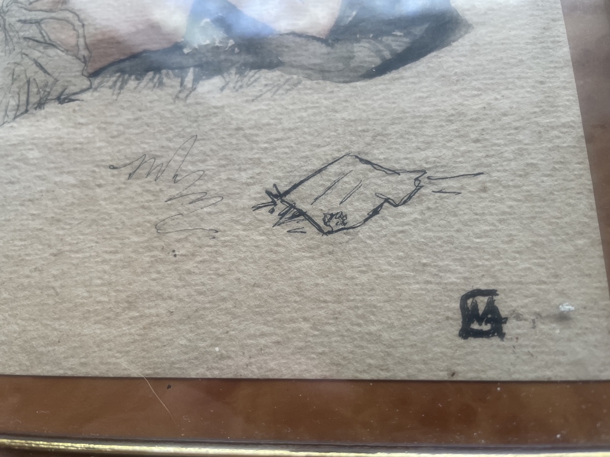 Drawing Of A Nude Woman Reading -photo-2