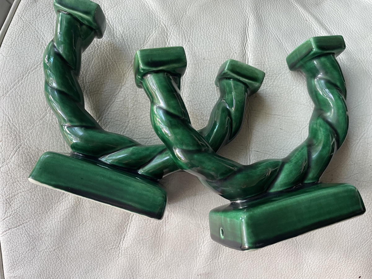 Pair Of Lonchamp Earthenware Candelabras 