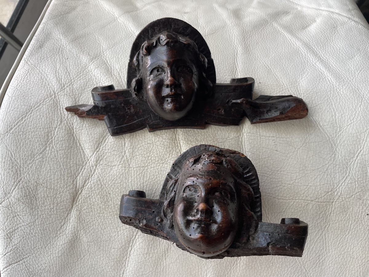 Pair Of 18th-century Wooden Cherubs -photo-2