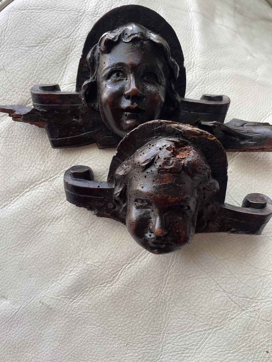 Pair Of 18th-century Wooden Cherubs -photo-4