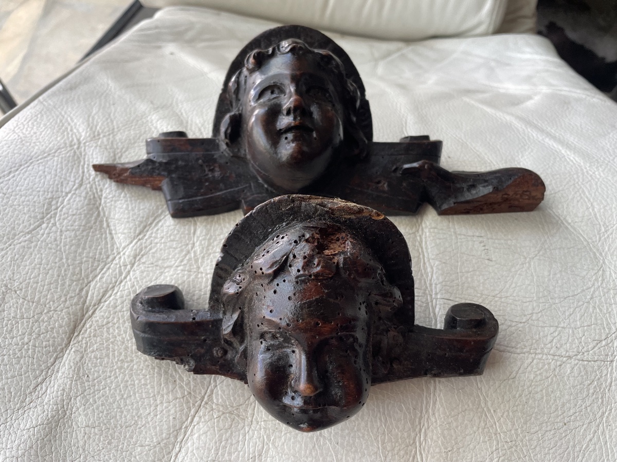 Pair Of 18th-century Wooden Cherubs -photo-5