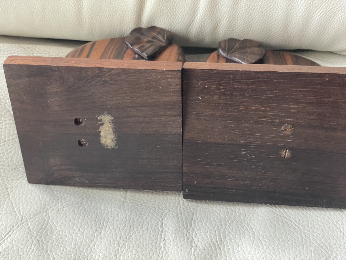 Pair Of Elephant-shaped Bookends Made Of Rio Rosewood -photo-3