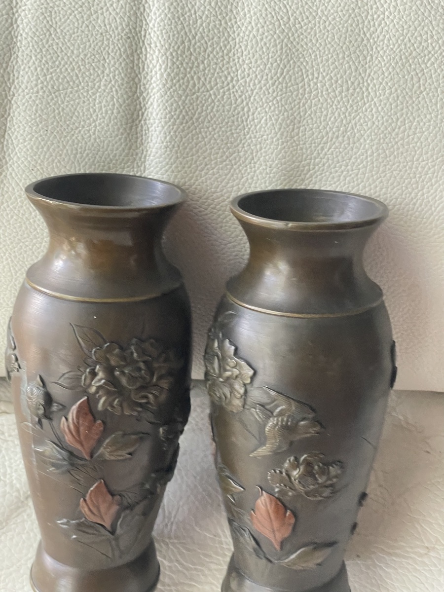 Pair Of Asian Bronze Vases -photo-4