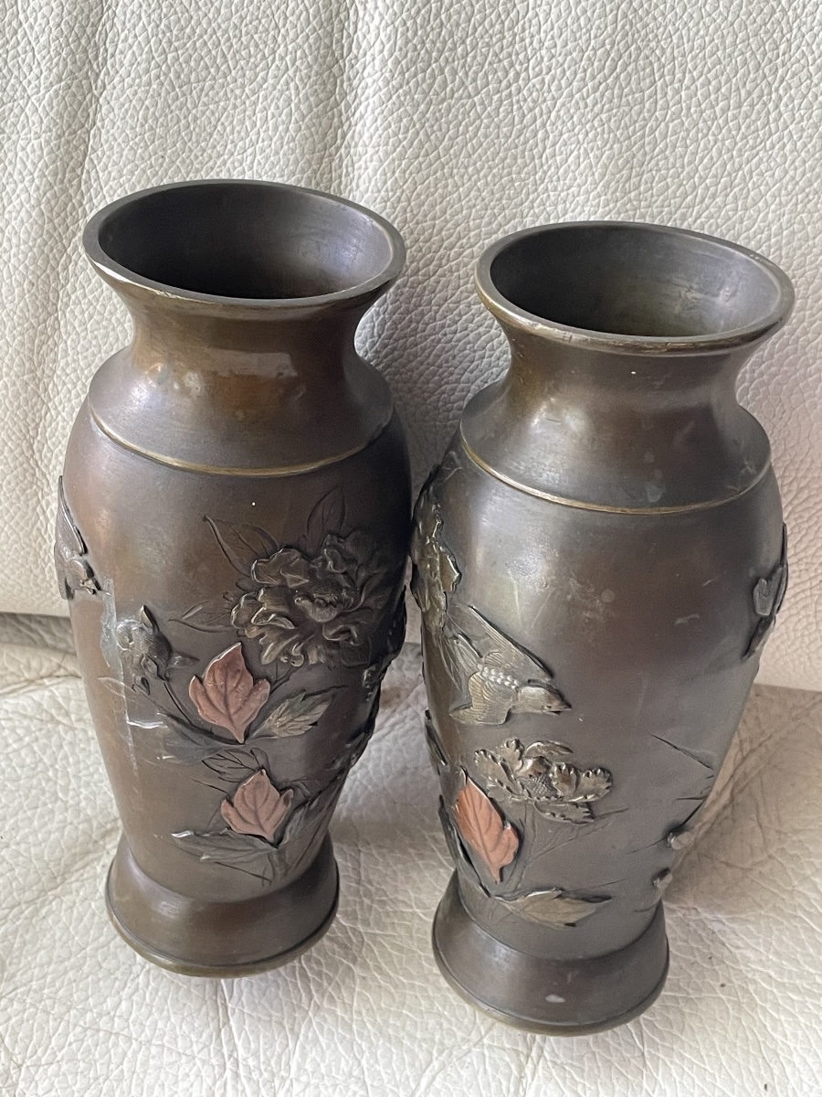 Pair Of Asian Bronze Vases -photo-2