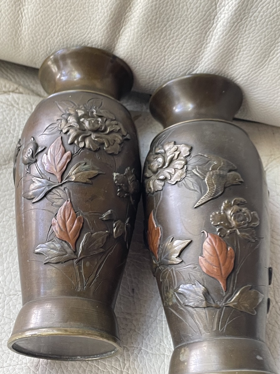 Pair Of Asian Bronze Vases -photo-3