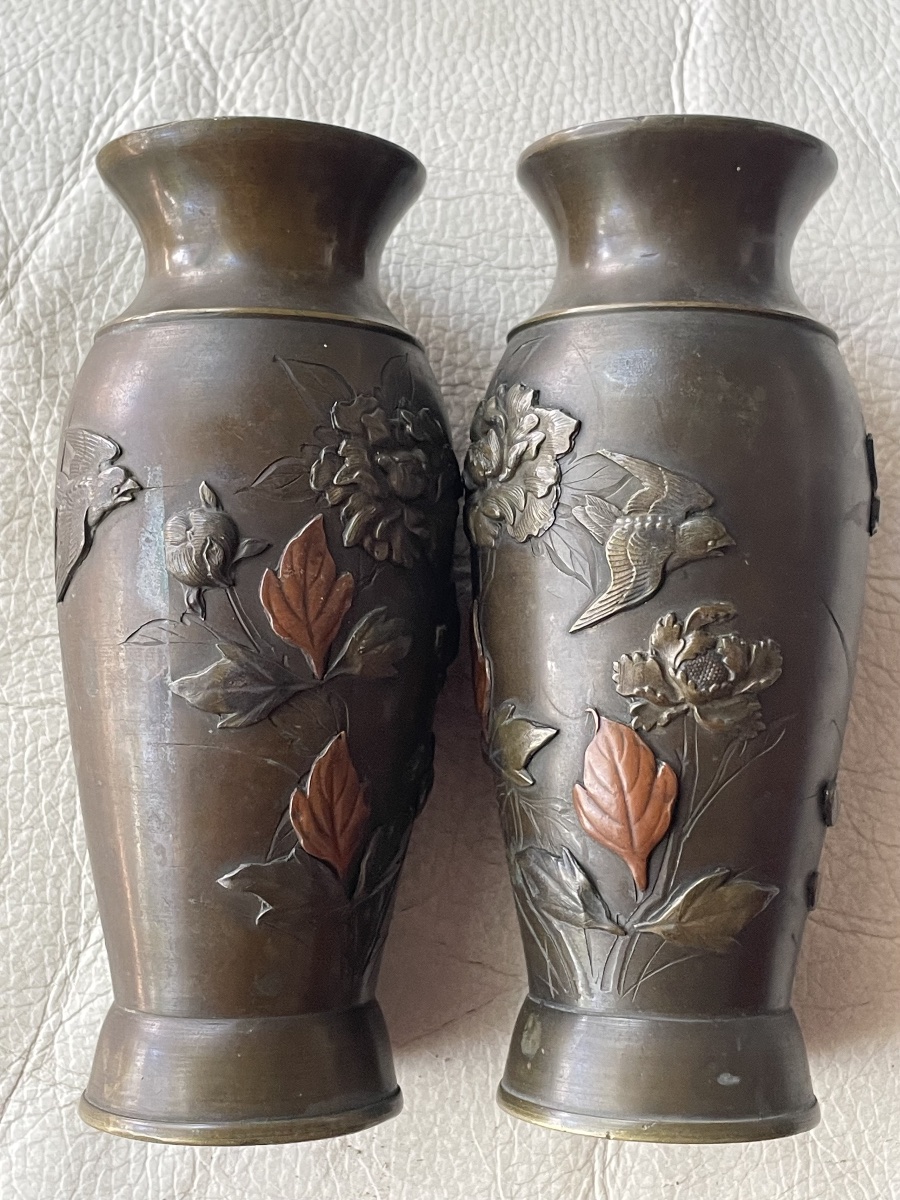 Pair Of Asian Bronze Vases -photo-6