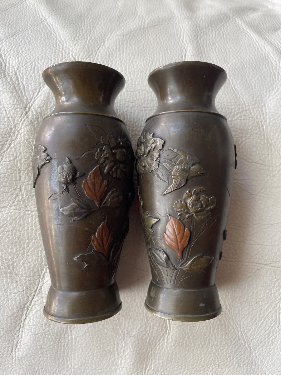 Pair Of Asian Bronze Vases -photo-7