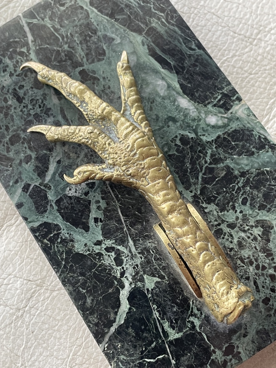 Gold-bronze And Marble Chicken-shaped Paperweight -photo-3