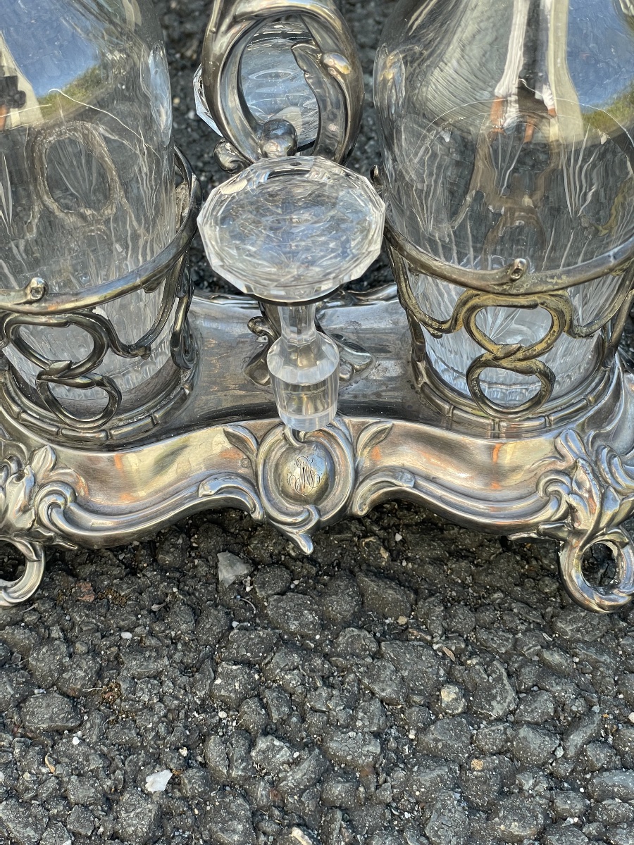 Silver-plated Metal And Crystal Oil And Vinegar Set -photo-5