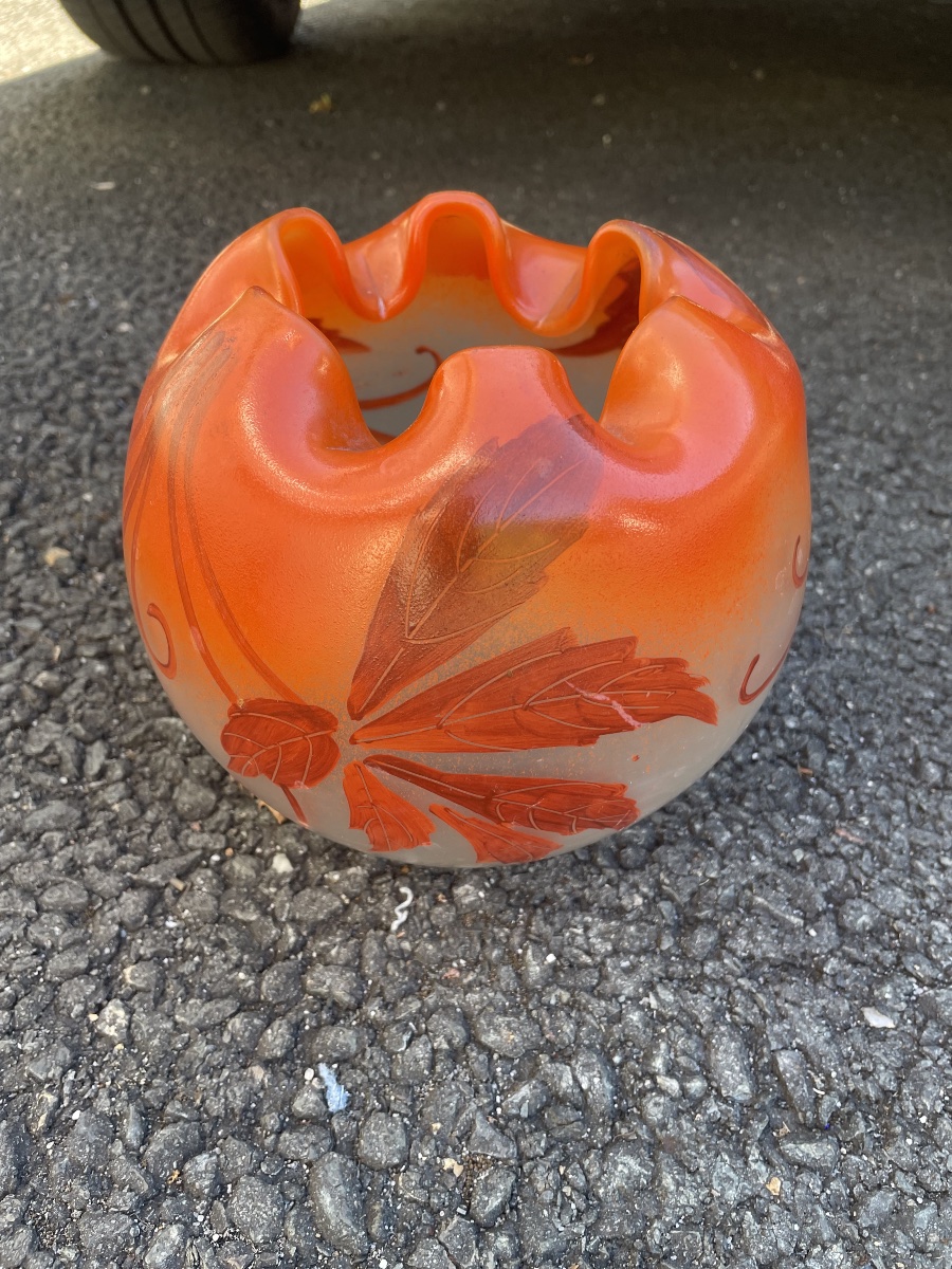 Glass Paste Vase With Chestnut Leaves -photo-7