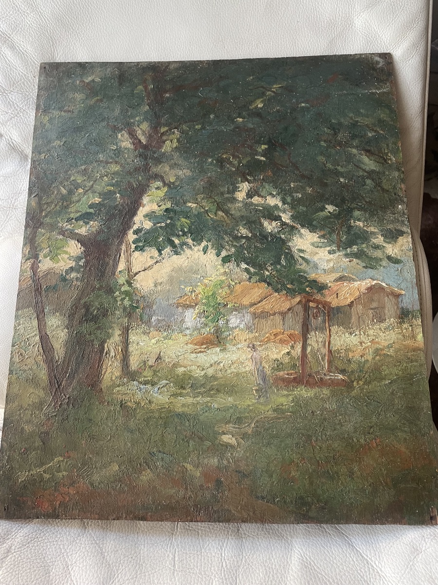Double-sided Painting. The Well And The Farm -photo-4