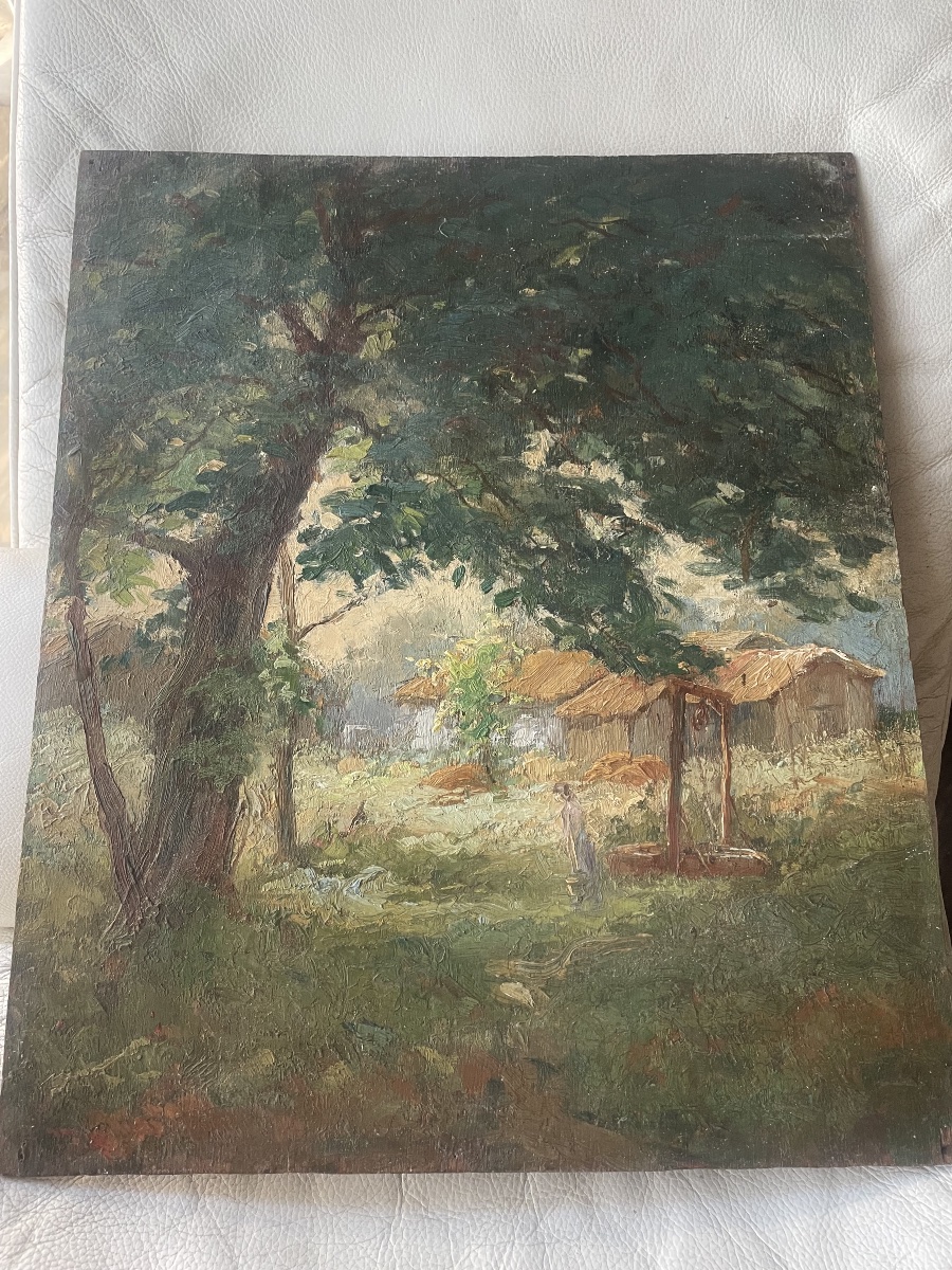 Double-sided Painting. The Well And The Farm -photo-5