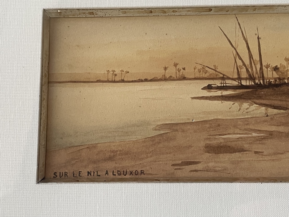 Dessin orientaliste . Le Nil à Louxor -photo-2
