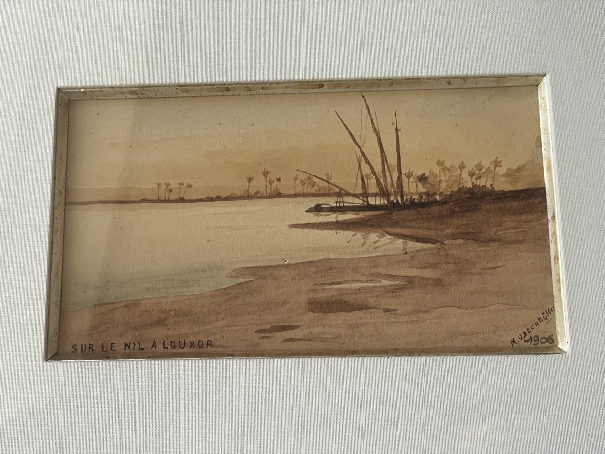 Dessin orientaliste . Le Nil à Louxor -photo-4