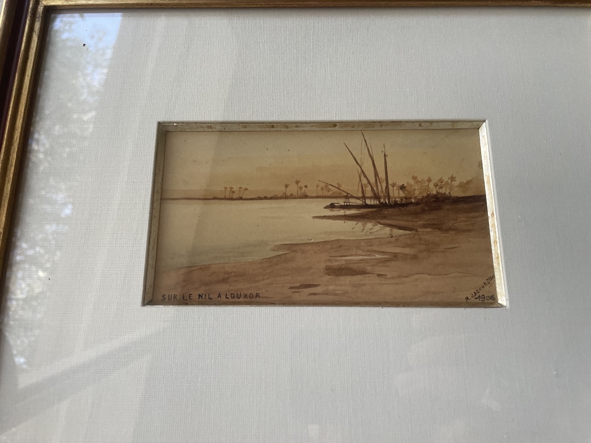 Dessin orientaliste . Le Nil à Louxor -photo-5